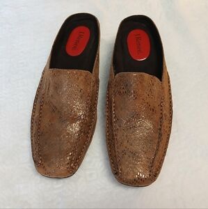 J. Renee Tyler Mules Slides Flats Leather Reptile Print 8.5M